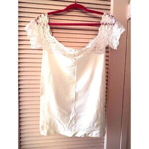 Lace Off Shoulder Top SoHo LADY Compression 1 Sz PLUS WHITE Stretch Comfortable